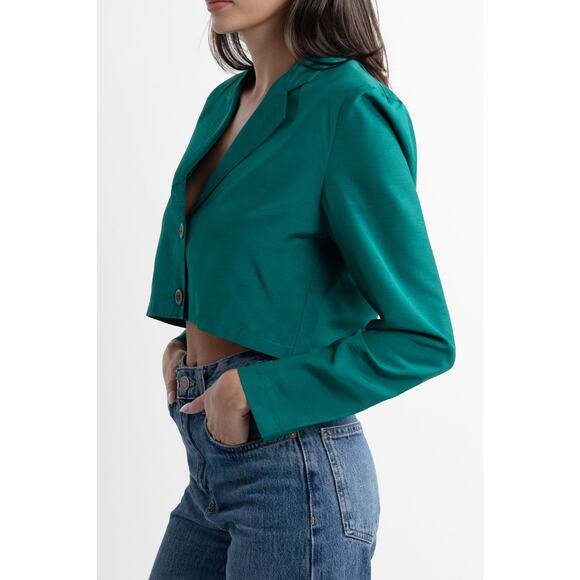 Vintage Teal Cropped Blazer - Picture 4 of 6